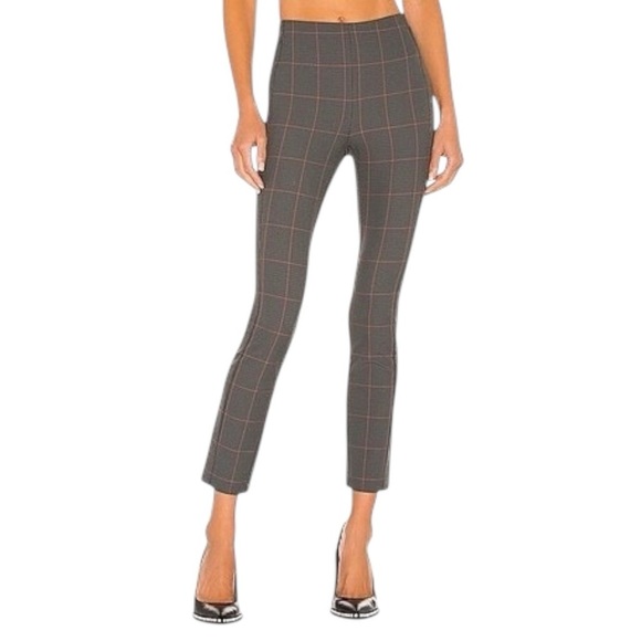 Gray Plaid Cropped Pants Career Casual Ankle Length Trousers - Picture 1 of 6